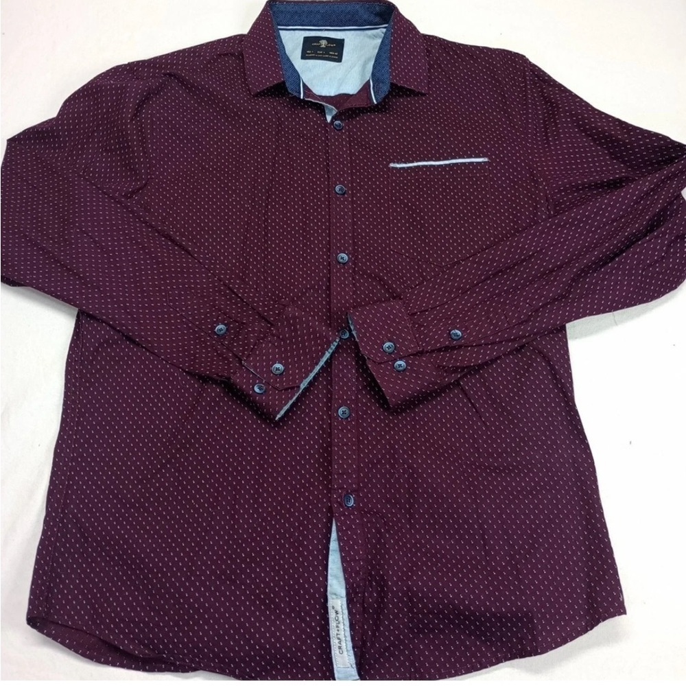 Stylish‎ Maroon Button-Down Shirt for Men Size M